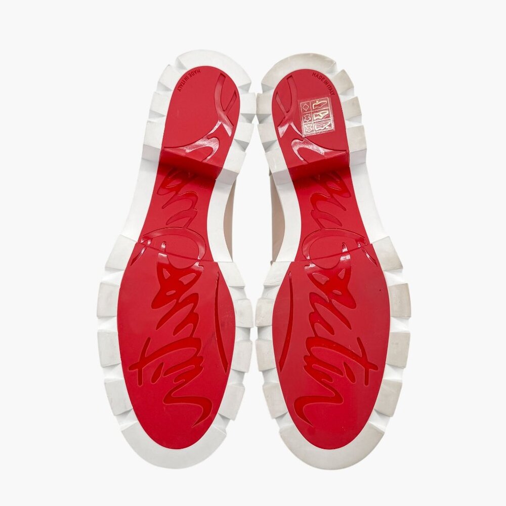 Christian Louboutin CL Moc Lug Leather Loafers Nude Beige Size 37 US 7 Women's - Picture 13 of 15